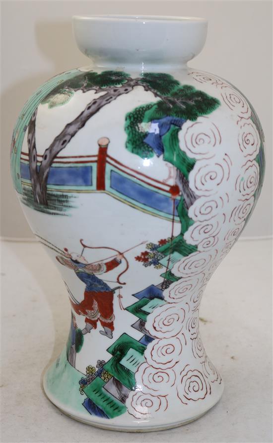 A Chinese famille verte baluster vase, late 19th century, 33cm